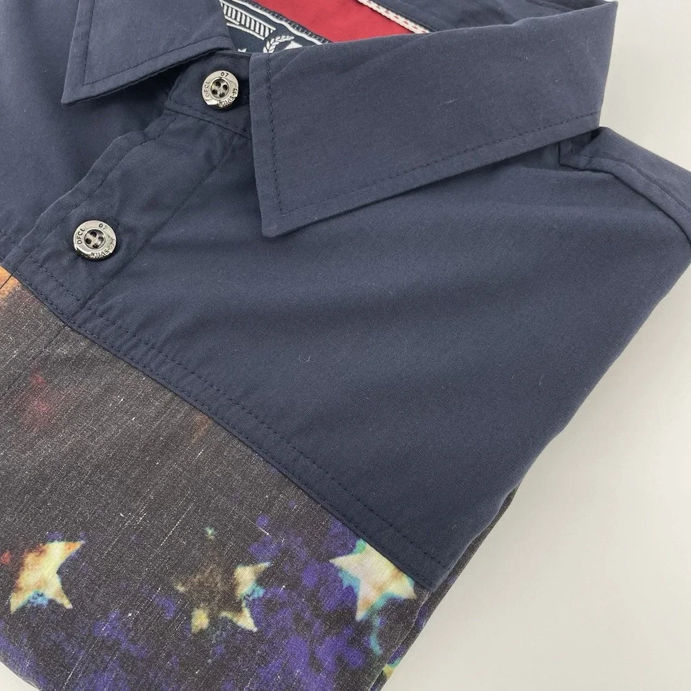 American Flag Shirt Men L USA Patriotic MOST OFCL SEVEN Long Sleeve Country‎